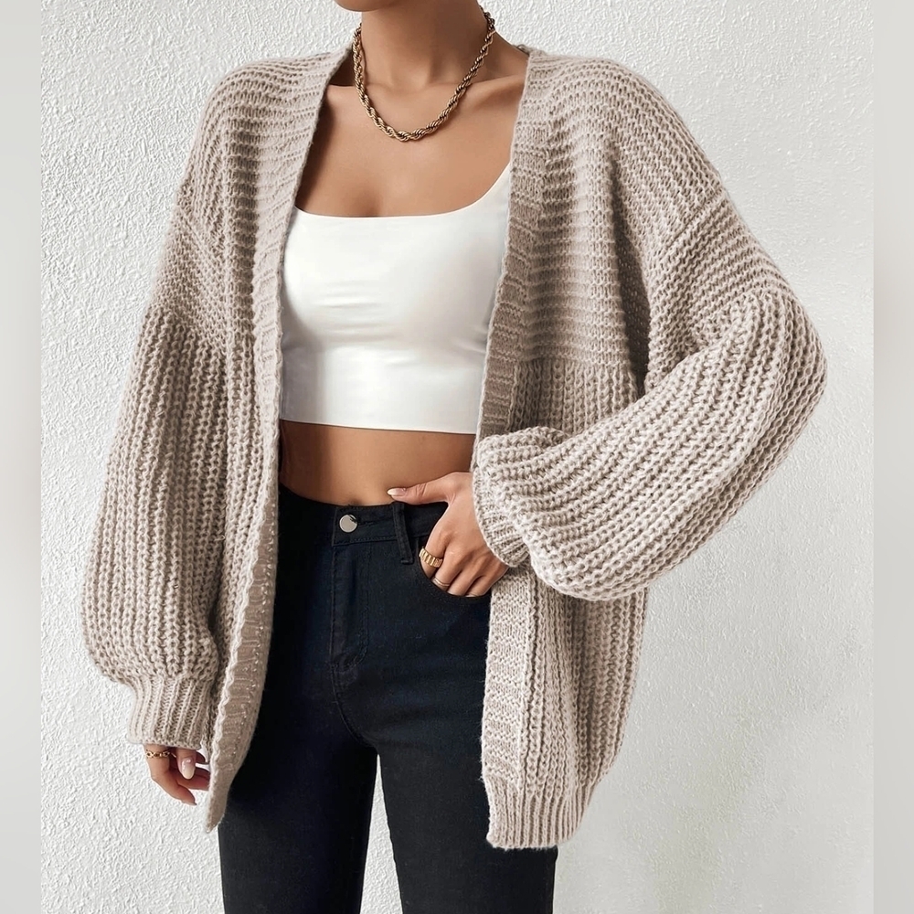 Open Front Drop Shoulder Cardigan - Picture 3 of 5